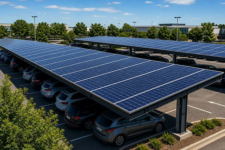 Estacionamento com cobertura solar fotovoltaica